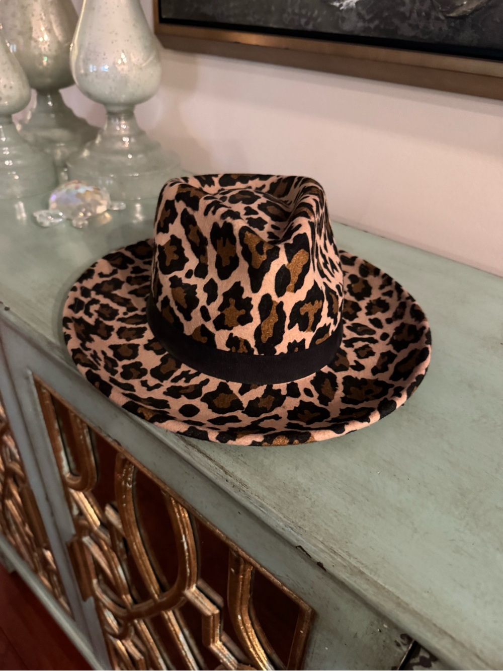 Crazy Train Leopard Print Hat in Tan and Black